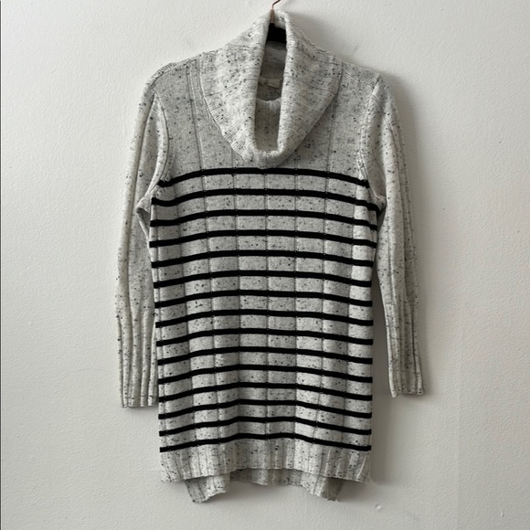 Anthropologie Moth Cowl Neck Long Sweater Tunic Striped Gray Black‎ size medium - Picture 1 of 12